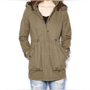 Garage 100% cotton kaki hooded‎ utility Jacket Sz small